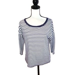 Trina Turk 3/4 Sleeve Striped T-Shirt | Size Large